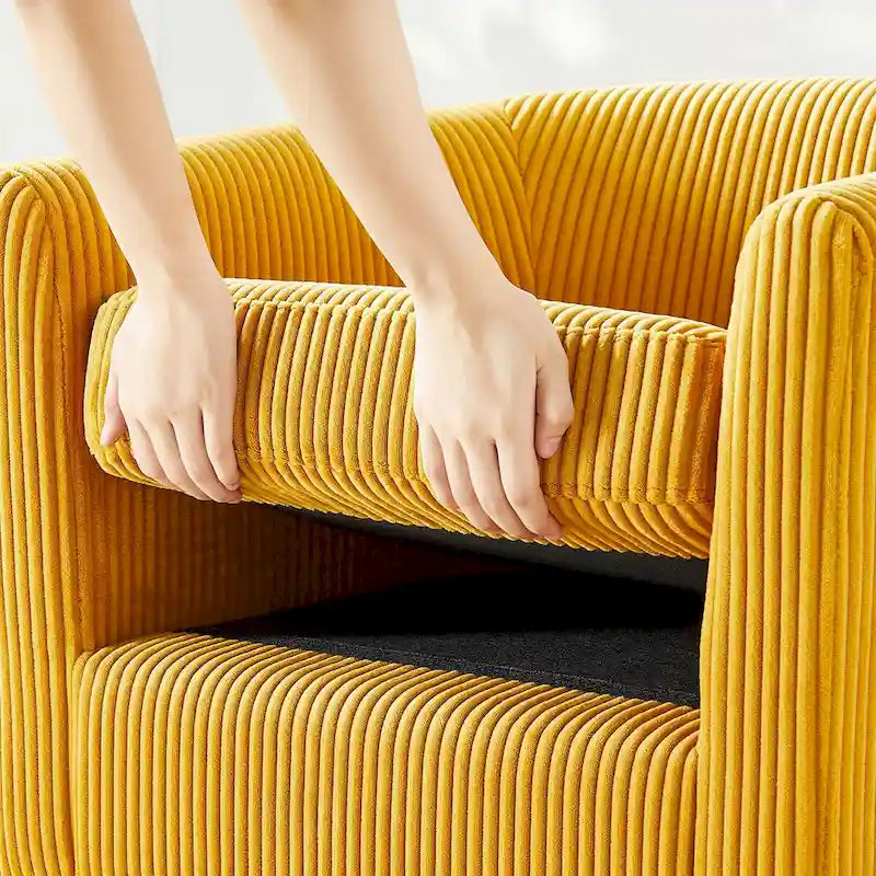 Fauteuil d'appoint pivotant à 360° en velours côtelé, canapé individuel confortable avec ottoman pour salon ou chambre à coucher