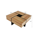 Table basse unique et élégante en bois avec plateau coulissant extensible