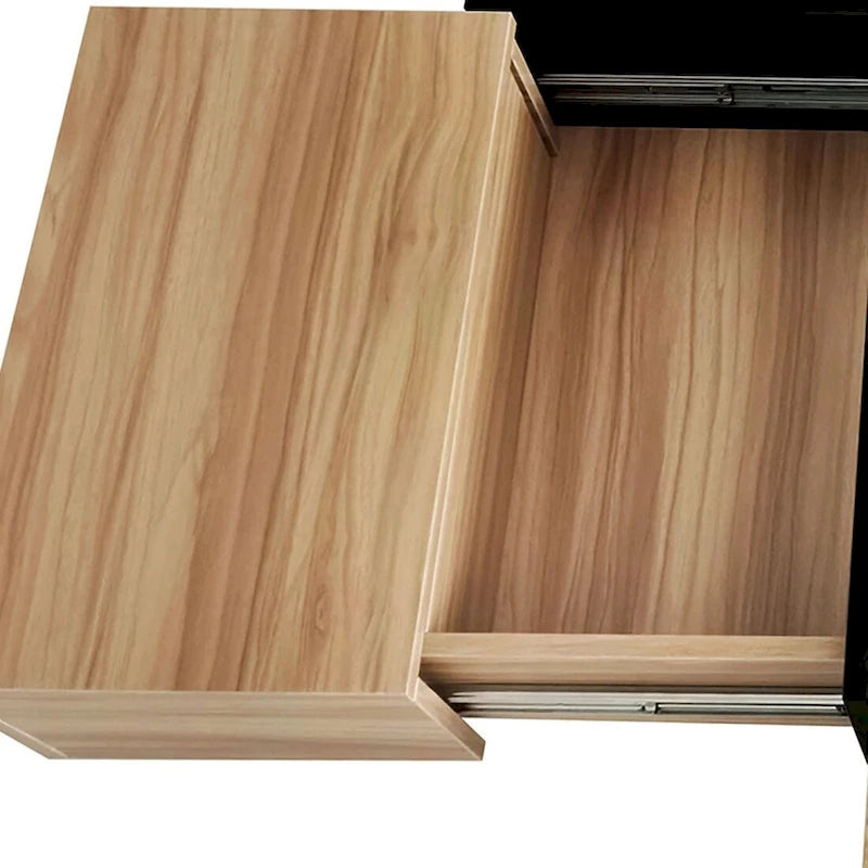 Table basse unique et élégante en bois avec plateau coulissant extensible