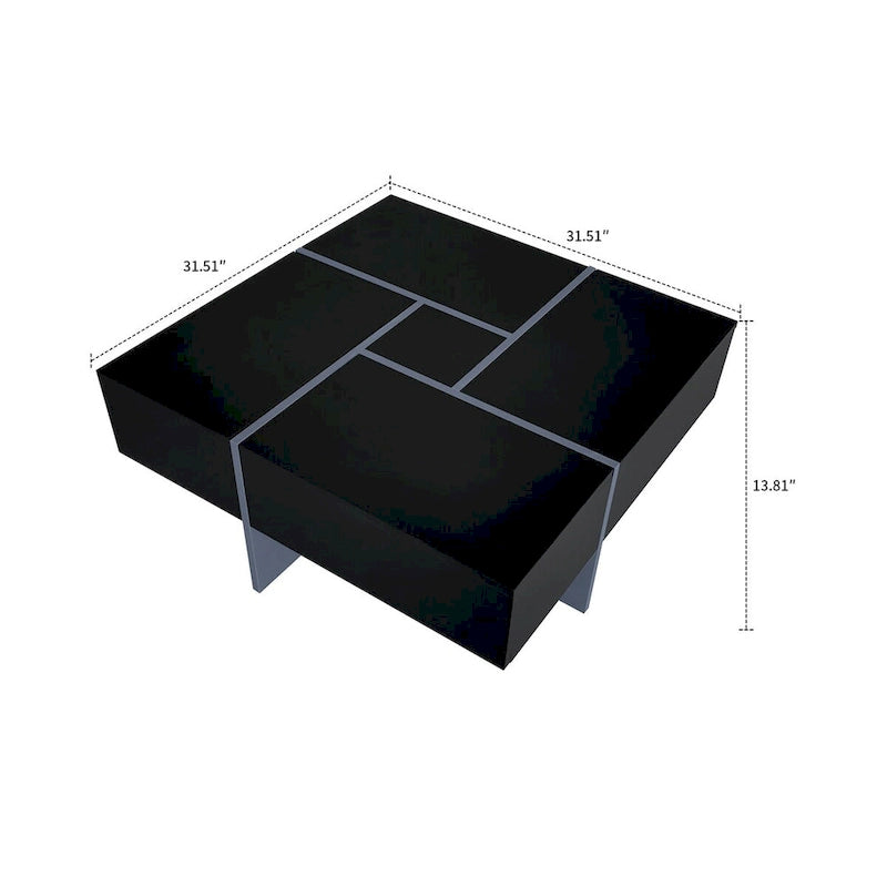 Table basse unique et élégante en bois avec plateau coulissant extensible