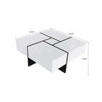 Table basse unique et élégante en bois avec plateau coulissant extensible