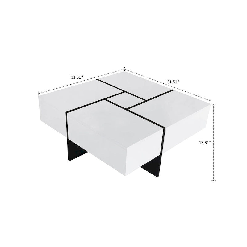 Table basse unique et élégante en bois avec plateau coulissant extensible