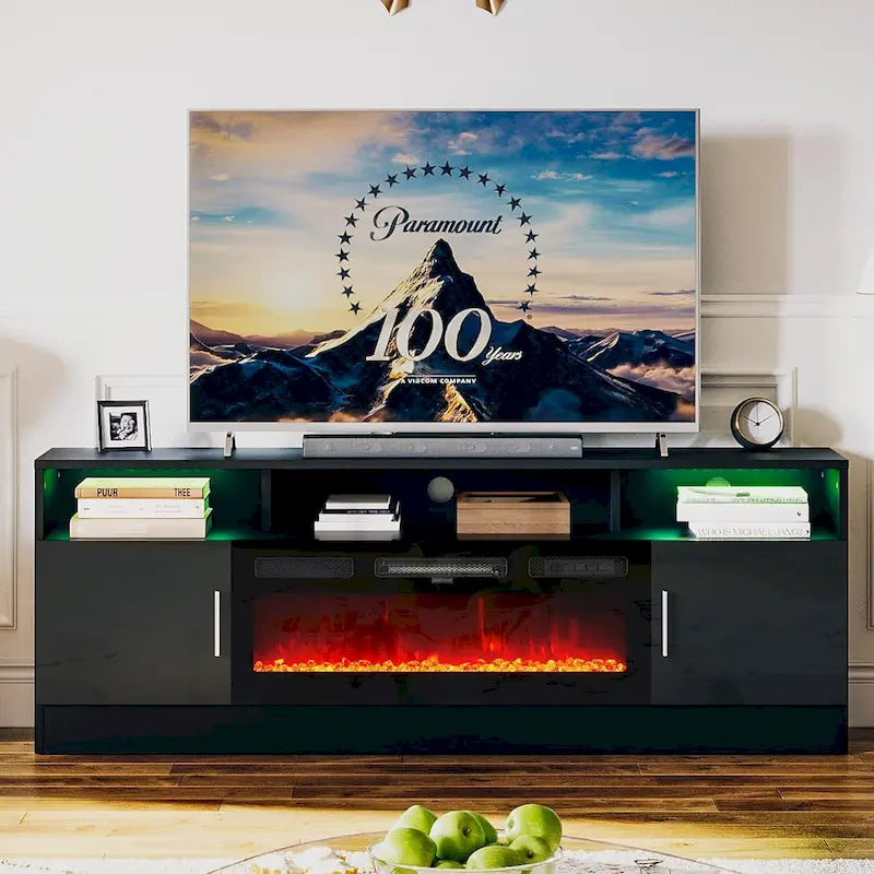 Meuble TV de cheminée de 70 po avec foyer électrique de 36 po