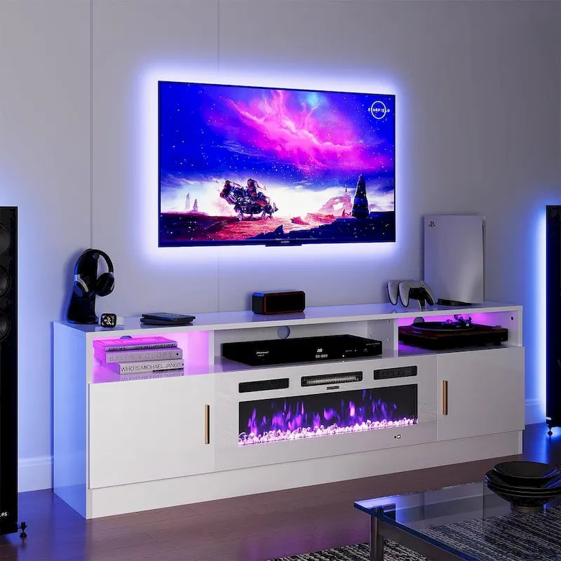 Meuble TV de cheminée de 70 po avec foyer électrique de 36 po