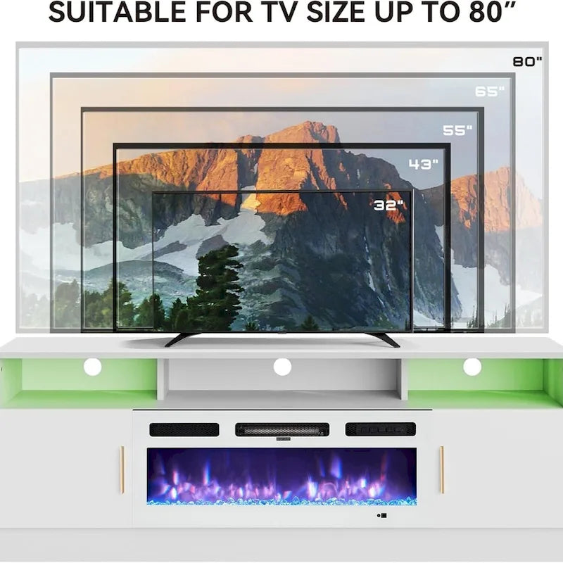 Meuble TV de cheminée de 70 po avec foyer électrique de 36 po