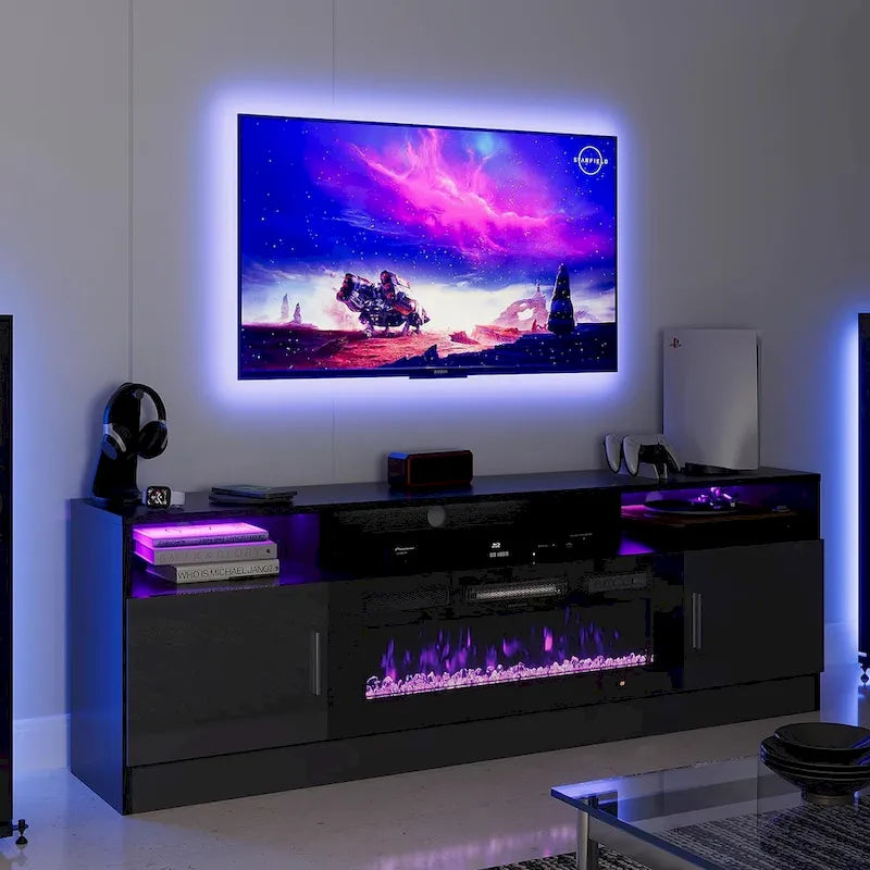 Meuble TV de cheminée de 70 po avec foyer électrique de 36 po