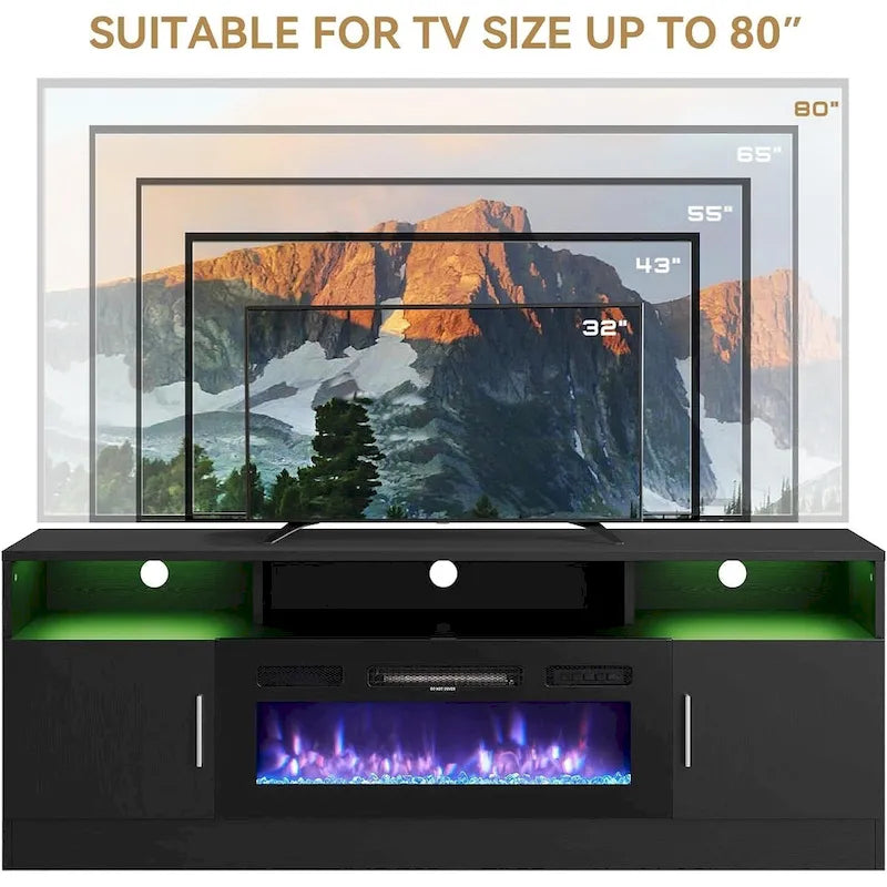 Meuble TV de cheminée de 70 po avec foyer électrique de 36 po