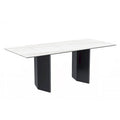 Table à manger rectangulaire avec plateau en verre/pierre frittée et piètement en acier
