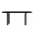 Table à manger rectangulaire avec plateau en verre/pierre frittée et piètement en acier