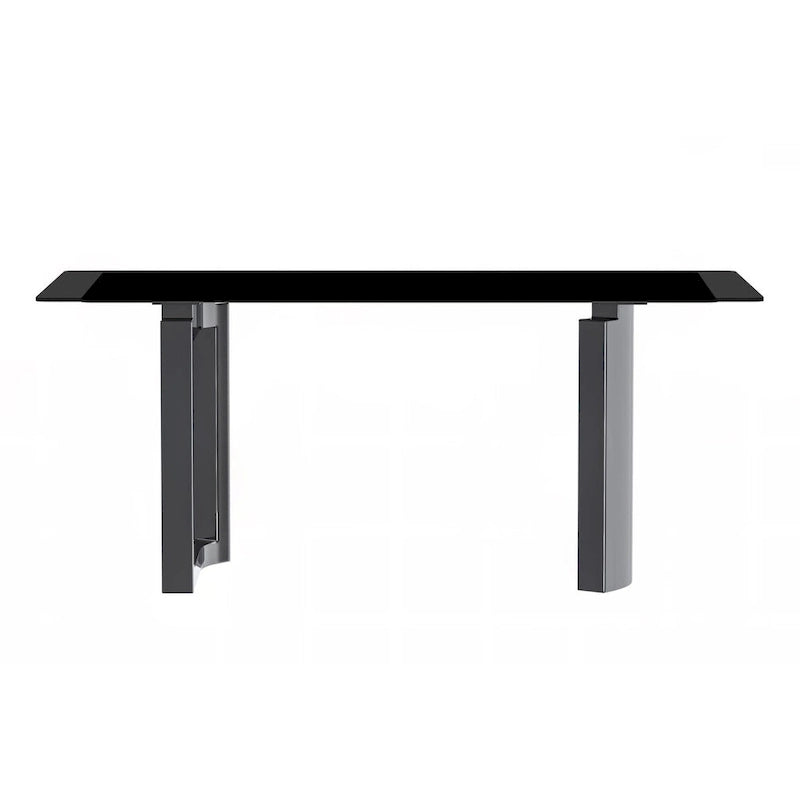 Table à manger rectangulaire avec plateau en verre/pierre frittée et piètement en acier