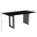 Table à manger rectangulaire avec plateau en verre/pierre frittée et piètement en acier