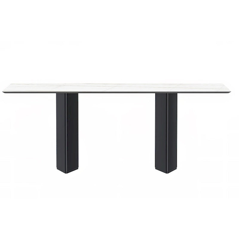 Table à manger rectangulaire avec plateau en verre/pierre frittée et piètement en acier