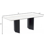 Table à manger rectangulaire avec plateau en verre/pierre frittée et piètement en acier