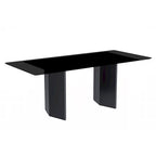 Table à manger rectangulaire avec plateau en verre/pierre frittée et piètement en acier