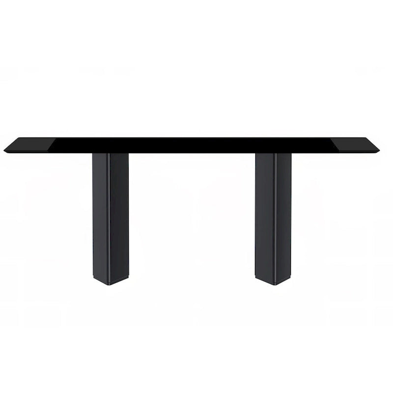 Table à manger rectangulaire avec plateau en verre/pierre frittée et piètement en acier
