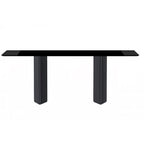 Table à manger rectangulaire avec plateau en verre/pierre frittée et piètement en acier
