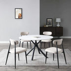Modern Glam Marble Round Dining Table with Metal Cross Legs