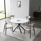 Table à manger ronde Marbre Modern Glam avec pieds croisés en métal