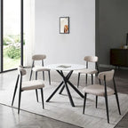 Table à manger ronde Marbre Modern Glam avec pieds croisés en métal