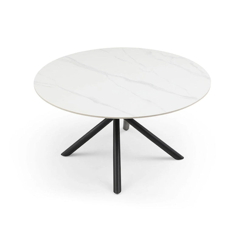 Table à manger ronde Marbre Modern Glam avec pieds croisés en métal