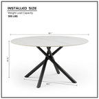Table à manger ronde Marbre Modern Glam avec pieds croisés en métal