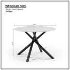 Table à manger ronde Marbre Modern Glam avec pieds croisés en métal