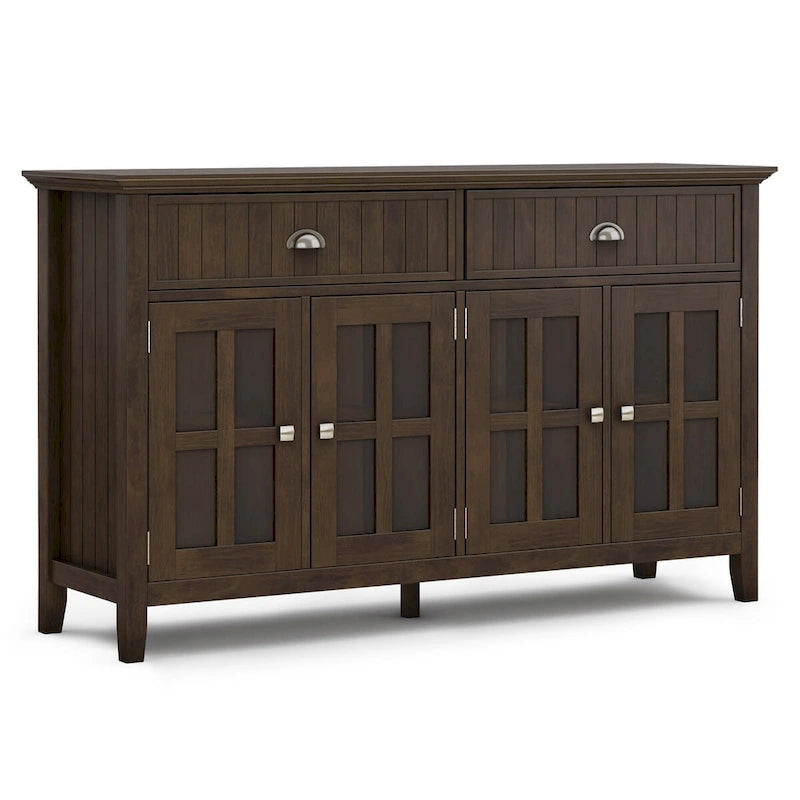 Bahut grand rectangulaire de transition en bois massif 60 pouces de large Normandie Brunette Brown
