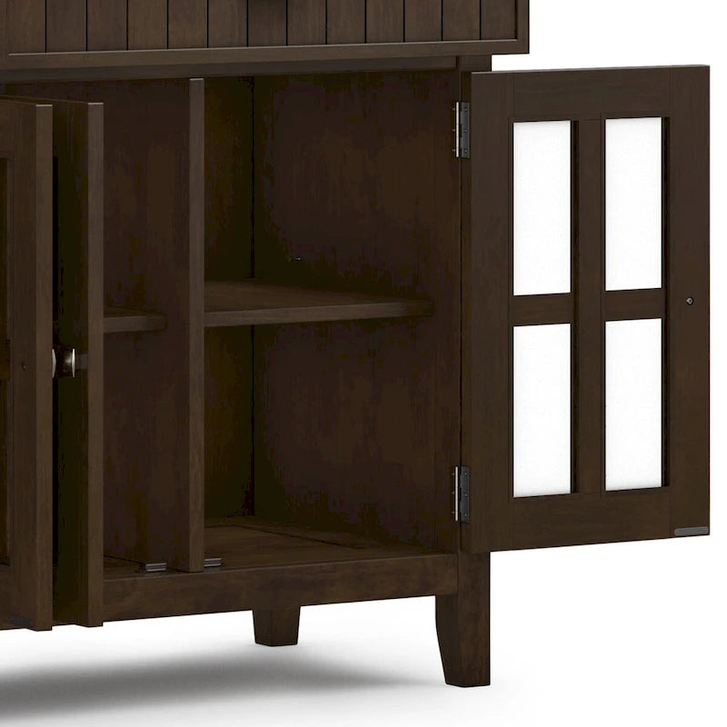Bahut grand rectangulaire de transition en bois massif 60 pouces de large Normandie Brunette Brown