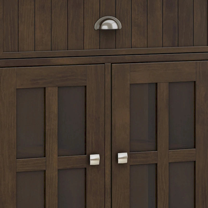 Bahut grand rectangulaire de transition en bois massif 60 pouces de large Normandie Brunette Brown