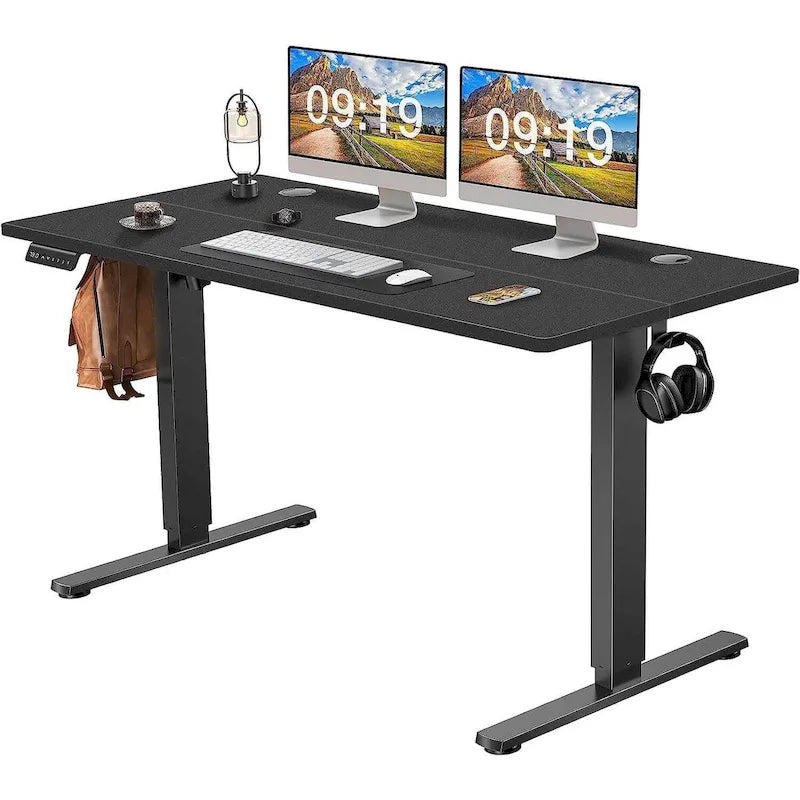 Bureau assis-debout électrique réglable en hauteur, bureau d'ordinateur ergonomique, noir, 55 x 24