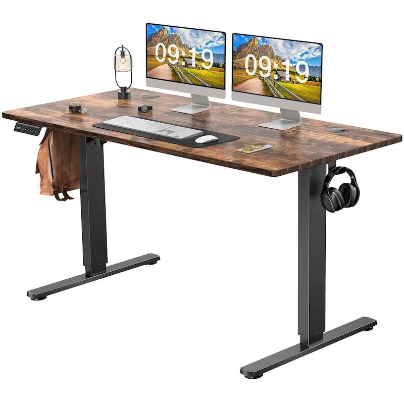 Bureau assis-debout électrique réglable en hauteur, bureau d'ordinateur ergonomique, noir, 55 x 24