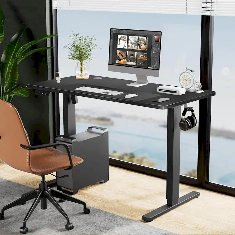 Bureau assis-debout électrique réglable en hauteur, bureau d'ordinateur ergonomique, noir, 55 x 24