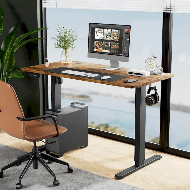 Bureau assis-debout électrique réglable en hauteur, bureau d'ordinateur ergonomique, noir, 55 x 24