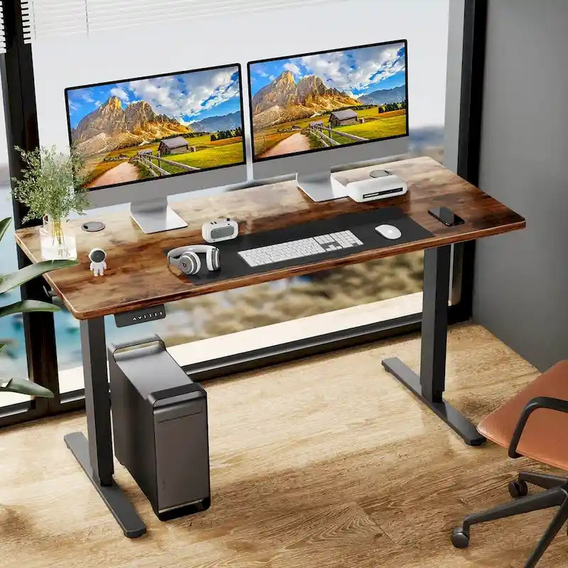 Bureau assis-debout électrique réglable en hauteur, bureau d'ordinateur ergonomique, noir, 55 x 24