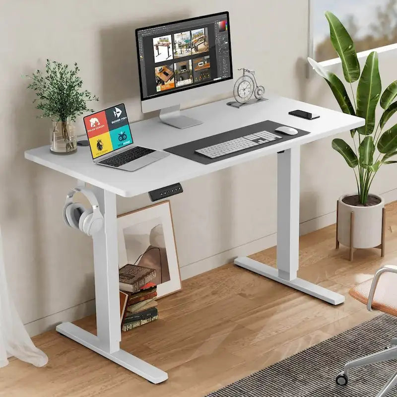 Bureau assis-debout électrique réglable en hauteur, bureau d'ordinateur ergonomique, noir, 55 x 24