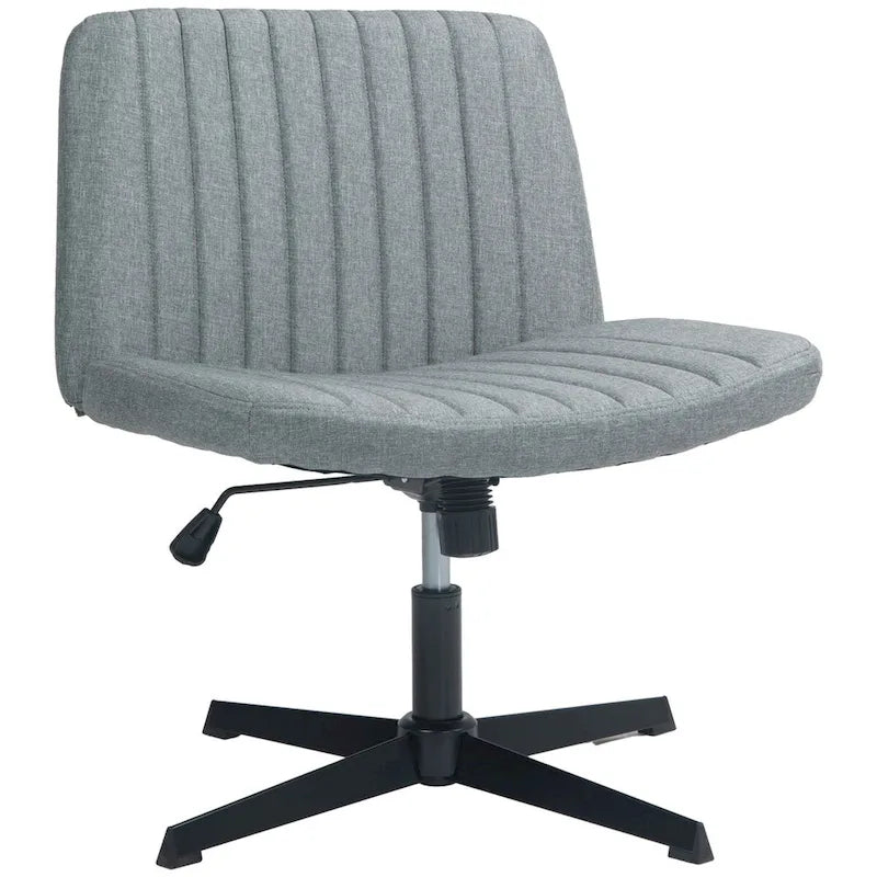 Chaise de bureau large, Chaise de bureau sans accoudoirs, Chaise de coiffeuse en tissu avec hauteur réglable