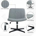 Chaise de bureau large, Chaise de bureau sans accoudoirs, Chaise de coiffeuse en tissu avec hauteur réglable