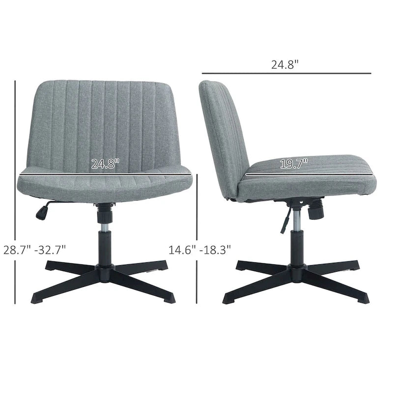 Chaise de bureau large, Chaise de bureau sans accoudoirs, Chaise de coiffeuse en tissu avec hauteur réglable