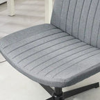 Chaise de bureau large, Chaise de bureau sans accoudoirs, Chaise de coiffeuse en tissu avec hauteur réglable