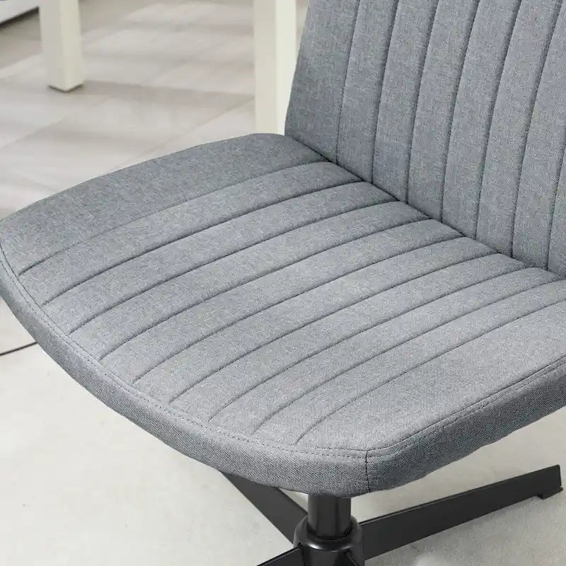 Chaise de bureau large, Chaise de bureau sans accoudoirs, Chaise de coiffeuse en tissu avec hauteur réglable