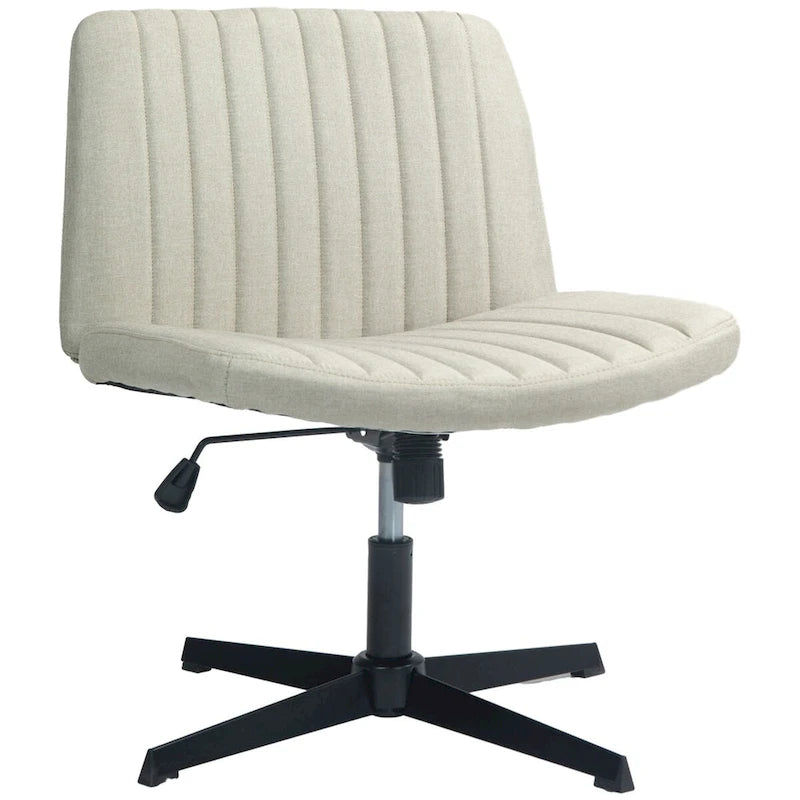 Chaise de bureau large, Chaise de bureau sans accoudoirs, Chaise de coiffeuse en tissu avec hauteur réglable