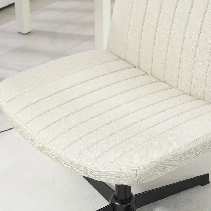 Chaise de bureau large, Chaise de bureau sans accoudoirs, Chaise de coiffeuse en tissu avec hauteur réglable