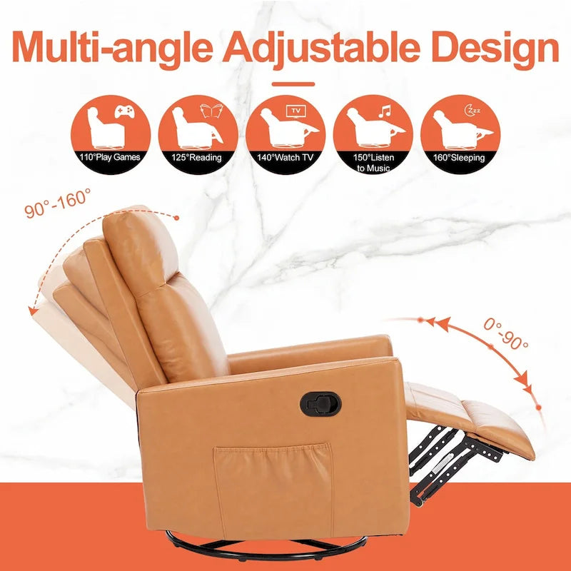 Fauteuil inclinable manuel, 8 modes de massage différents, marron