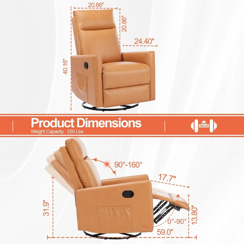 Fauteuil inclinable manuel, 8 modes de massage différents, marron